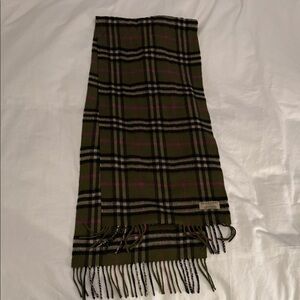 Burberry Green and Black Plaid Scarf